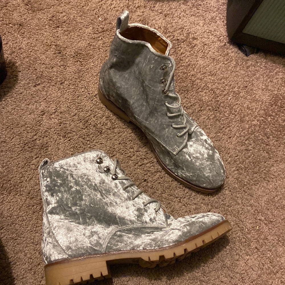 Grey shinny suede boots